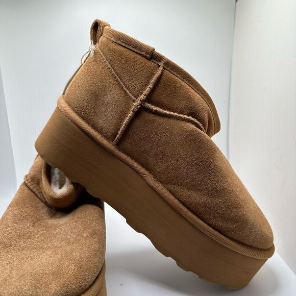 CUSHIONAIRE Women's Genuine Suede pull on platform boot +Memory Foam 7.5 CHESTNU - Picture 6 of 7